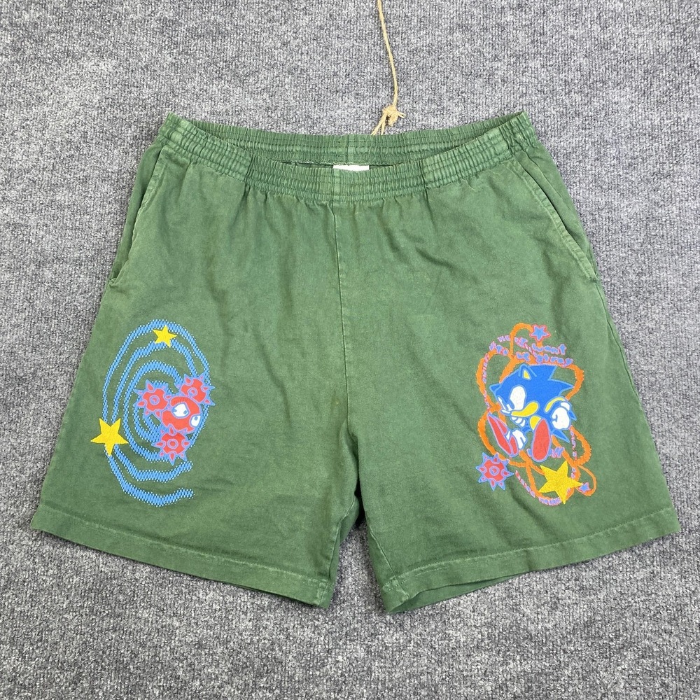 Stray Rats Sonic Shorts Mens Large Green Graphic Heavyweight Made USA SEGA